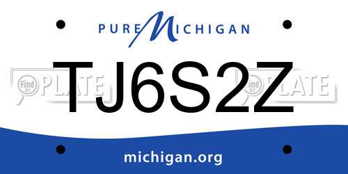 TJ6S2Z Michigan License Plate