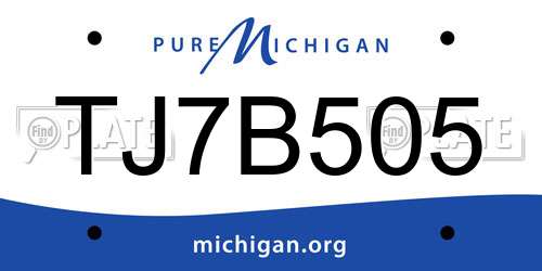 TJ7B505 Michigan License Plate