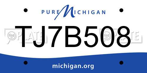 TJ7B508 Michigan License Plate