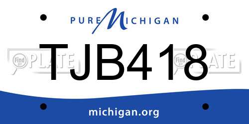 TJB418 Michigan License Plate