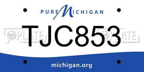 TJC853 Michigan License Plate