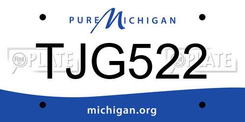 TJG522 Michigan License Plate