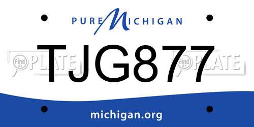 TJG877 Michigan License Plate