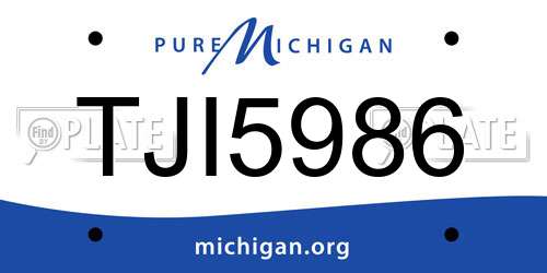 TJI5986 Michigan License Plate