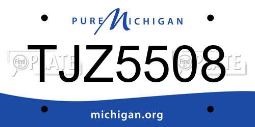 TJZ5508 Michigan License Plate
