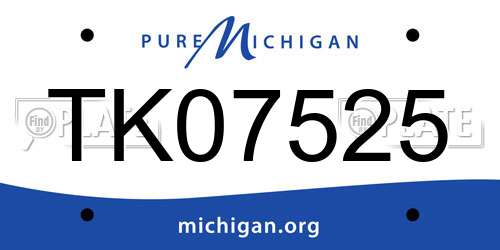 TK07525 Michigan License Plate