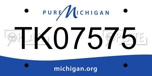 TK07575 Michigan License Plate