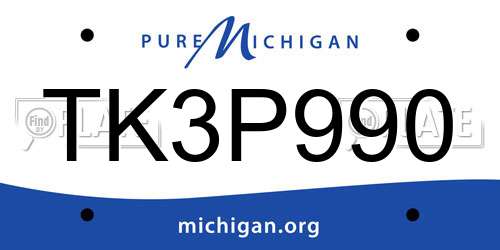 TK3P990 Michigan License Plate