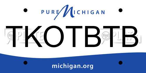 TKOTBTB Michigan License Plate