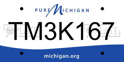 TM3K167 Michigan License Plate