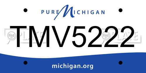 TMV5222 Michigan License Plate