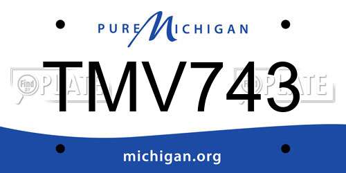 TMV743 Michigan License Plate