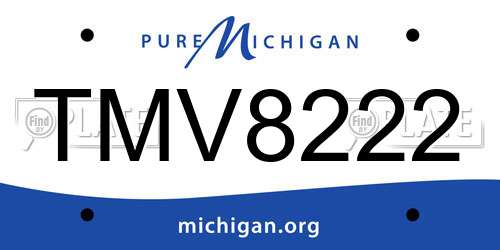 TMV8222 Michigan License Plate