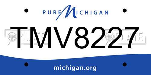 TMV8227 Michigan License Plate