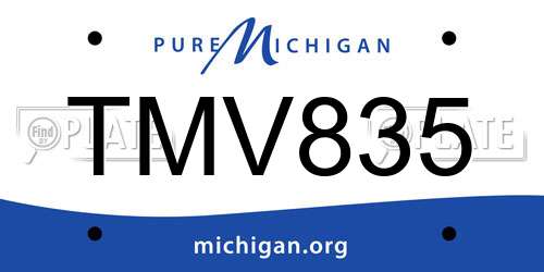 TMV835 Michigan License Plate