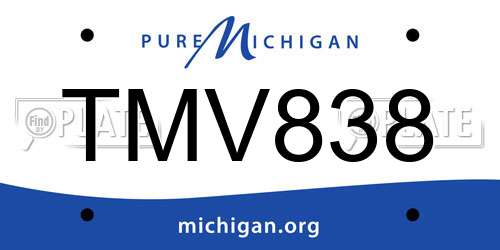 TMV838 Michigan License Plate