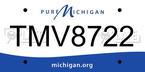 TMV8722 Michigan License Plate