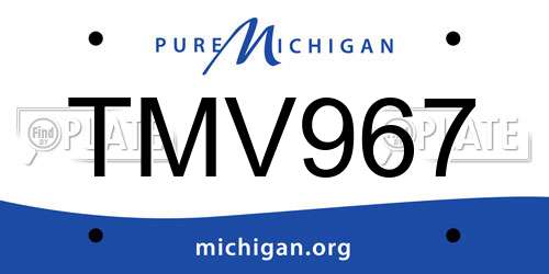 TMV967 Michigan License Plate
