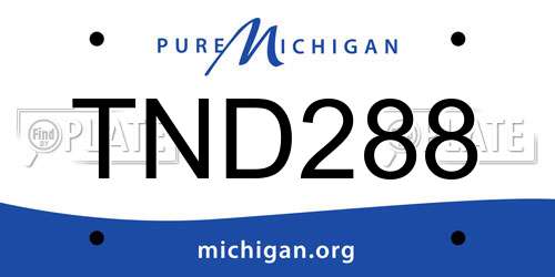 TND288 Michigan License Plate