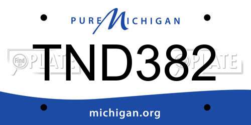 TND382 Michigan License Plate