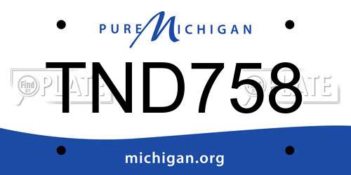 TND758 Michigan License Plate