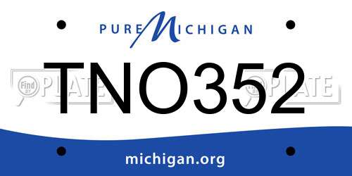 TNO352 Michigan License Plate