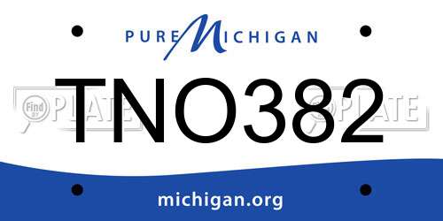 TNO382 Michigan License Plate