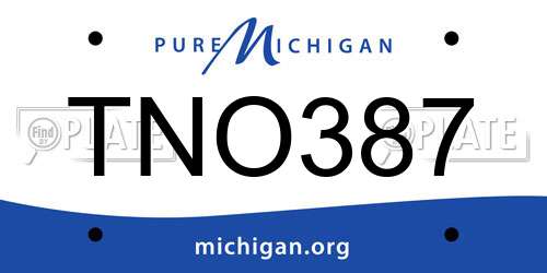 TNO387 Michigan License Plate