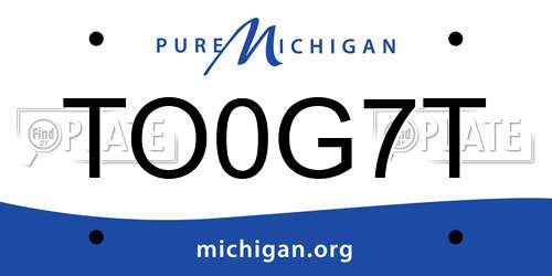 TO0G7T Michigan License Plate