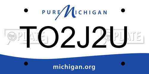 TO2J2U Michigan License Plate