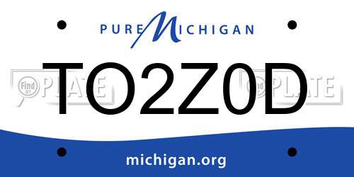 TO2Z0D Michigan License Plate