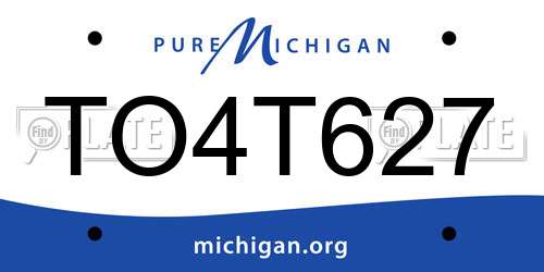TO4T627 Michigan License Plate