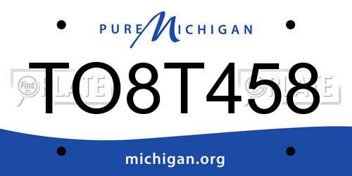 TO8T458 Michigan License Plate