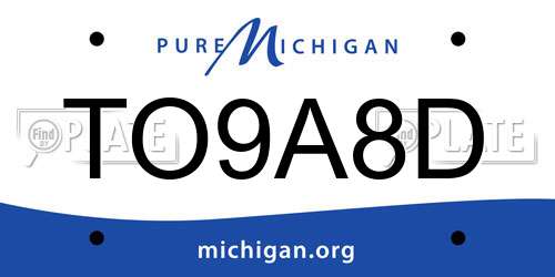 TO9A8D Michigan License Plate