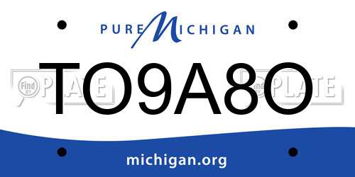TO9A8O Michigan License Plate