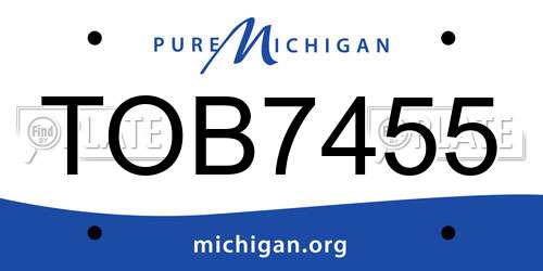 TOB7455 Michigan License Plate