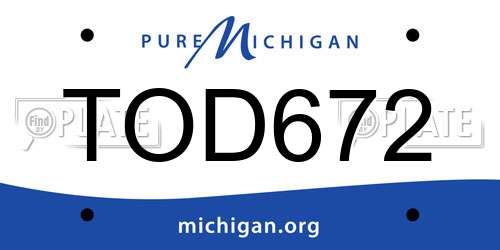TOD672 Michigan License Plate