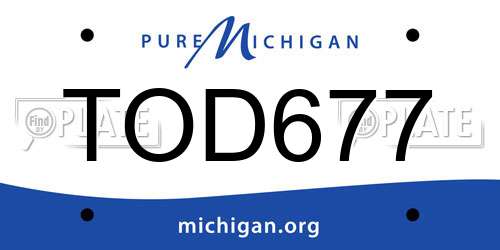 TOD677 Michigan License Plate