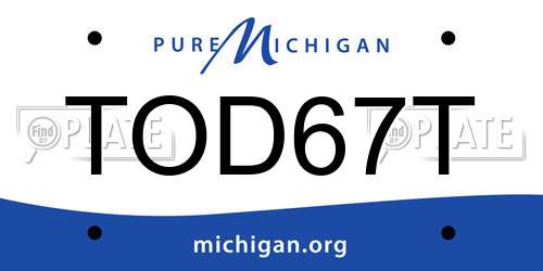 TOD67T Michigan License Plate