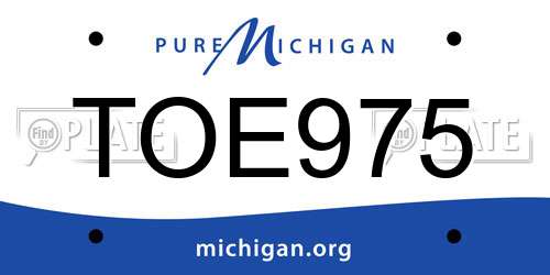 TOE975 Michigan License Plate