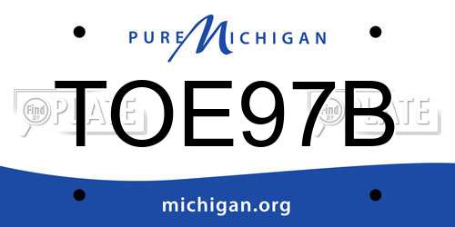 TOE97B Michigan License Plate