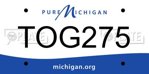 TOG275 Michigan License Plate
