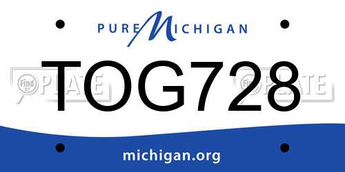 TOG728 Michigan License Plate