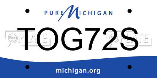 TOG72S Michigan License Plate