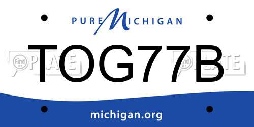 TOG77B Michigan License Plate