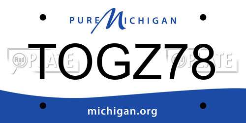 TOGZ78 Michigan License Plate