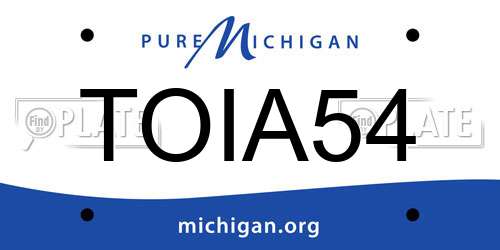 TOIA54 Michigan License Plate