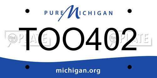 TOO402 Michigan License Plate