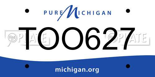 TOO627 Michigan License Plate