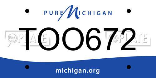 TOO672 Michigan License Plate